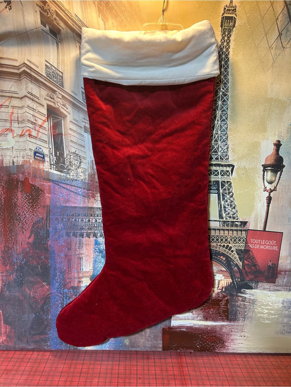 Pottery Barn stocking Gabby Christmas red velvet NWT classic new XL 32” - Picture 4 of 10